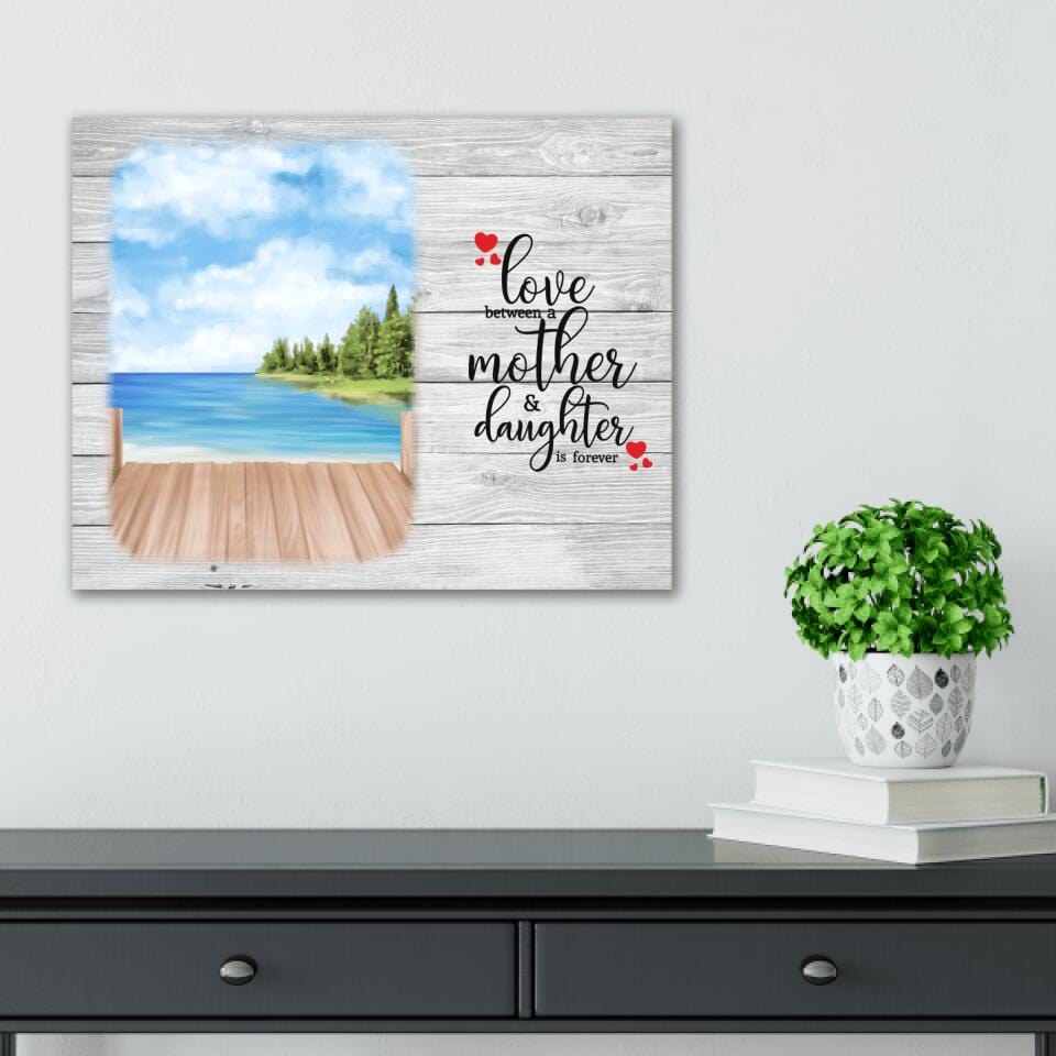 Love Between A Mother & Daughter Sea View Canvas Print